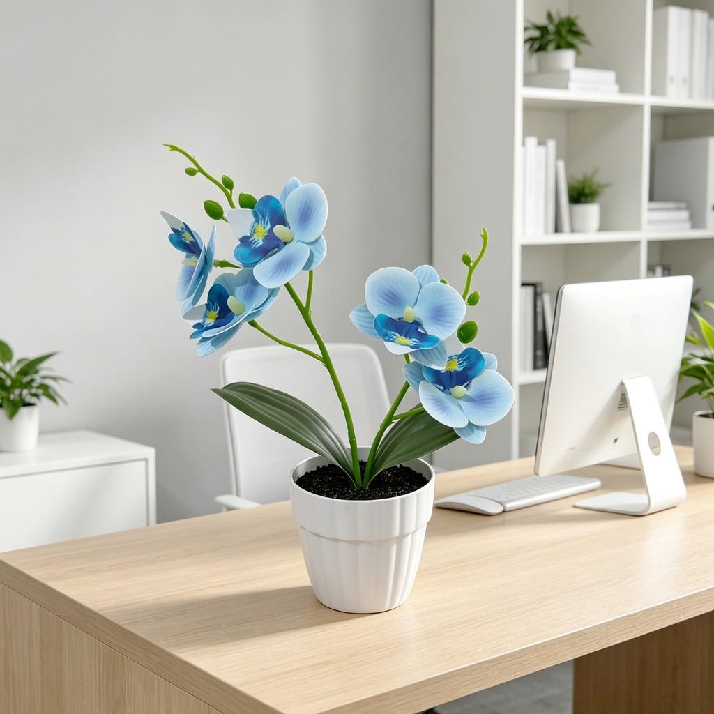 Butterfly Orchid Fake Flower Plant With Plastic Base For Home Decor And Wedding Centerpieces