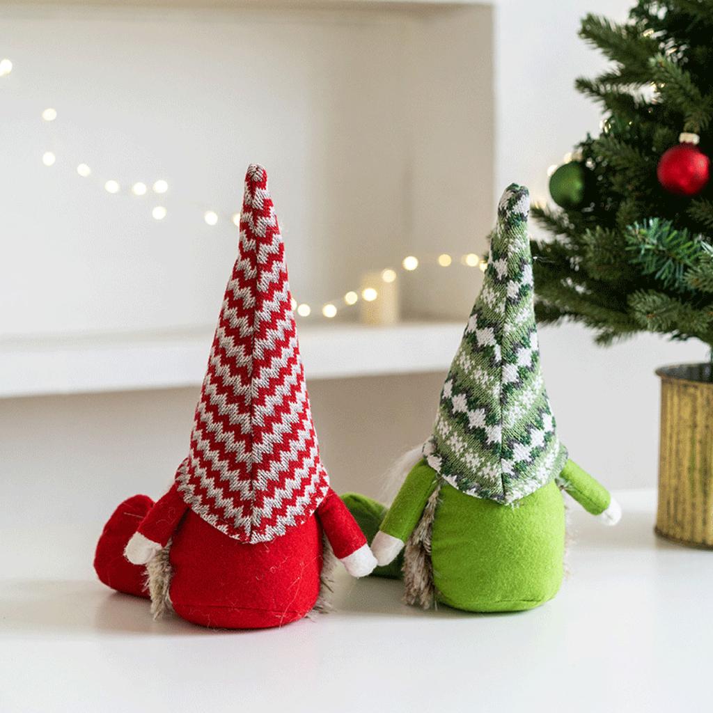 Christmas Decoration Dwarfs Ornament Knitted Striped Hat Gnomes Swedish Tomtes Plush Dolls Figurine Home Table Decors
