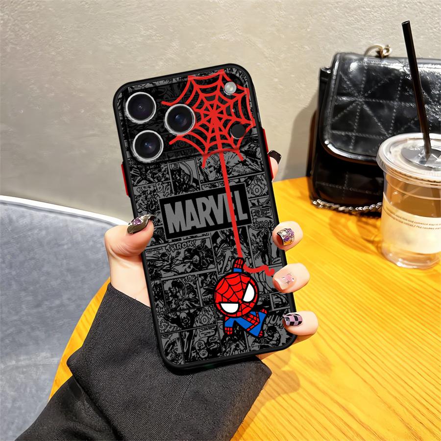Marvel Cute Spiderman Case for iPhone 17 Pro Max Air 15 XS XR 14 12 17e 11 7 8 SE 16 Plus 13 Mini Back Phone Cover