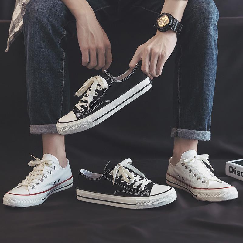 Canvas Shoes Men'S Korean Version Casual Retro Board Shoes Versatile Trendy Shoes Low-Top Student White Shoes Couple Shoes