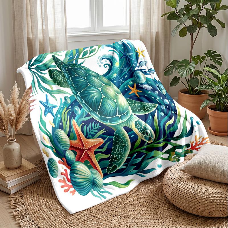 Ocean Life Adventure 31 Theme blanket Lightweight Warm Flannel Blanket Decorative Throw Blanket for Home Decoration