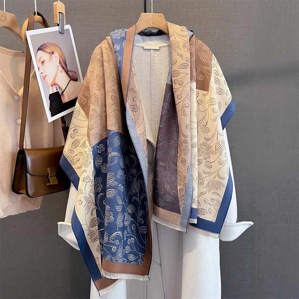 Luxury Warm Scarf For Women 63*185cm Tassel Shawl Imitation Cashmere Cashew Pashmina Warps Autumn/Winter Coldproof Blanket