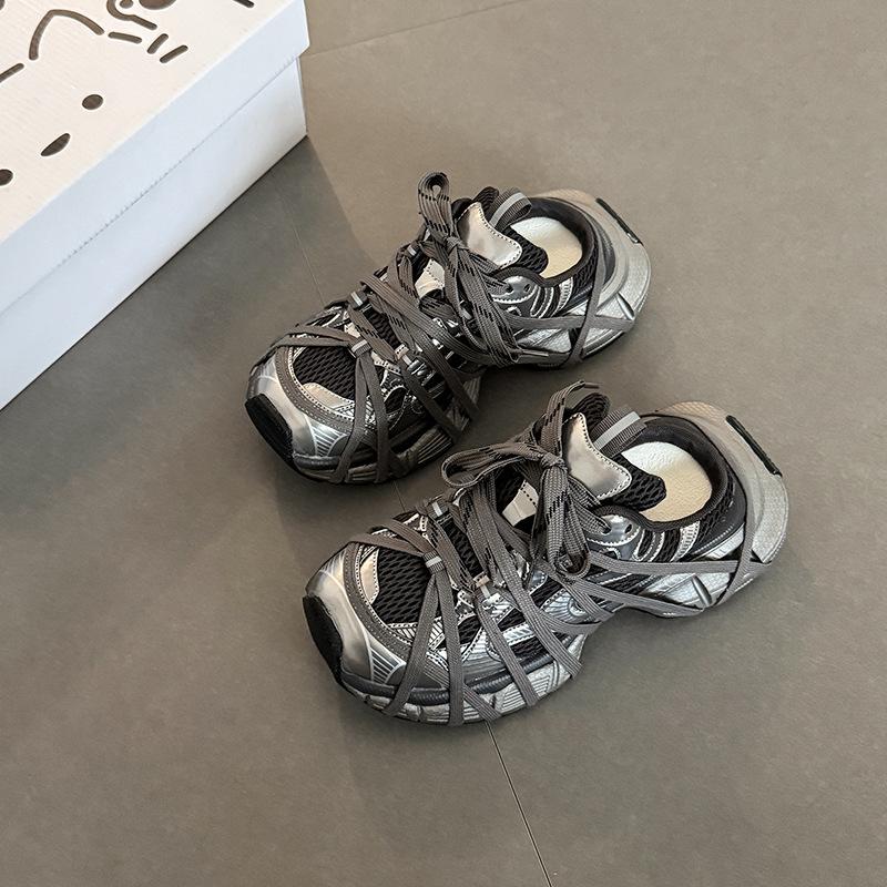 Retro versatile straps old dirty dad shoes autumn and winter fashion mesh girls sports moral training shoes casual shoes