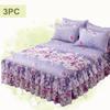 3pc Tropical Floral Bed Skirt Set Includes 1Non-slip Lace Bed Skirt And 2 Decorative Pillowcases All-season Polyester Bedding Ruffles Machine Washable