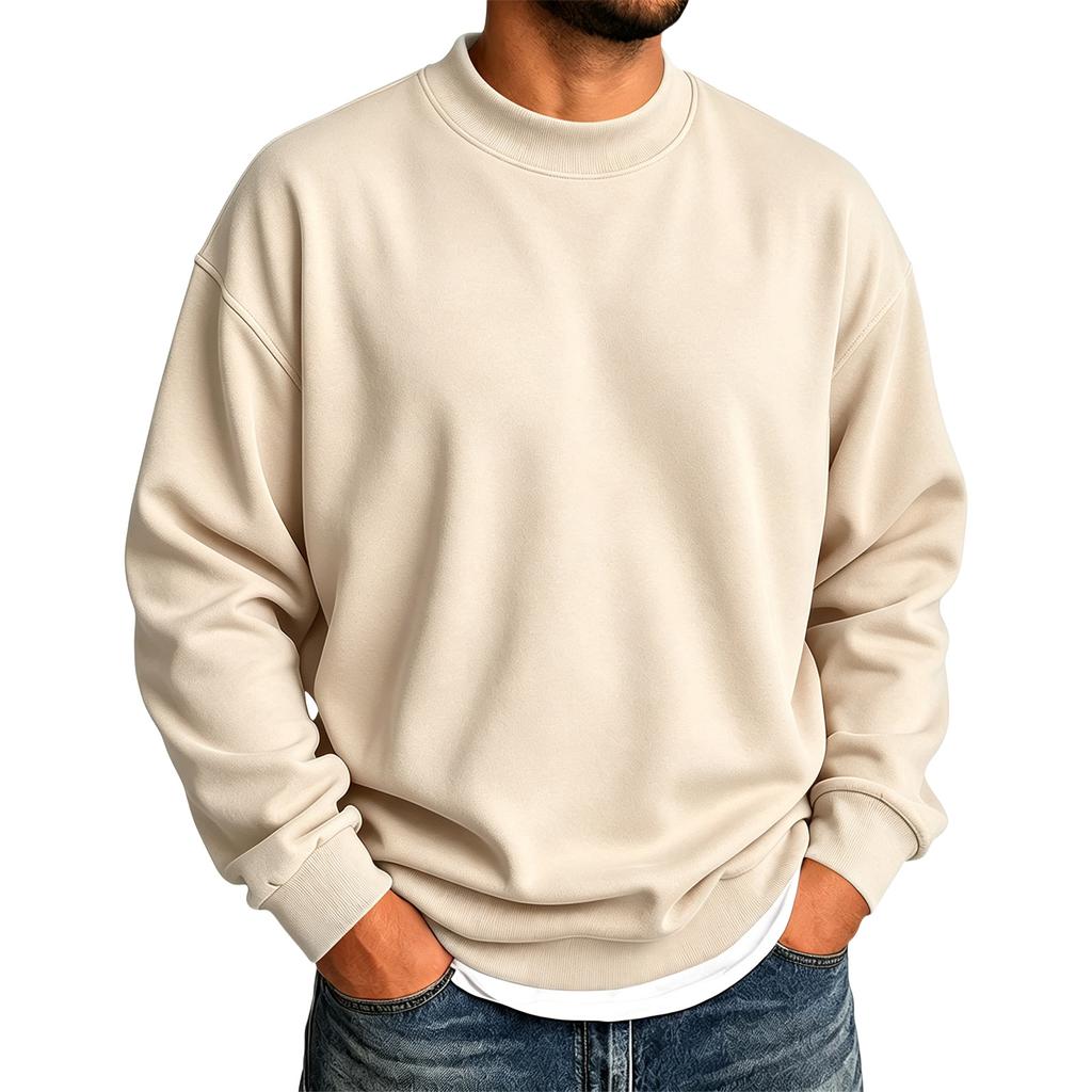 Men's Color Stand Collar Sweatshirt Long Sleeve Casual Pullover