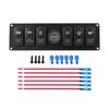 12V-24V 6 Gang Blue LED Rocker Switch Panel with Alarm Voltmeter for Car RV Boat Yacht Marine