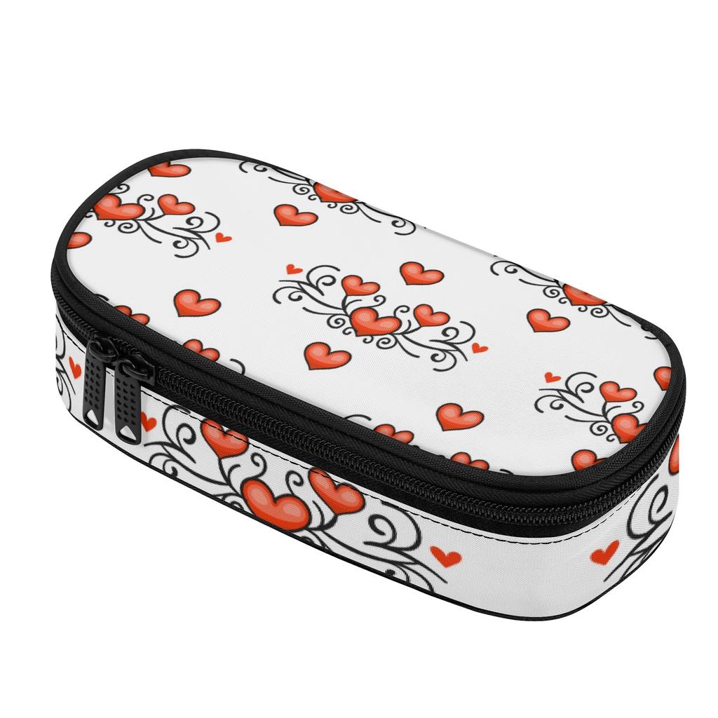 Pencil Pouch High Capacity 300D Polyester Zip Around Closure with Mesh Pocket Removable Divider and Pen Slots for School and Study