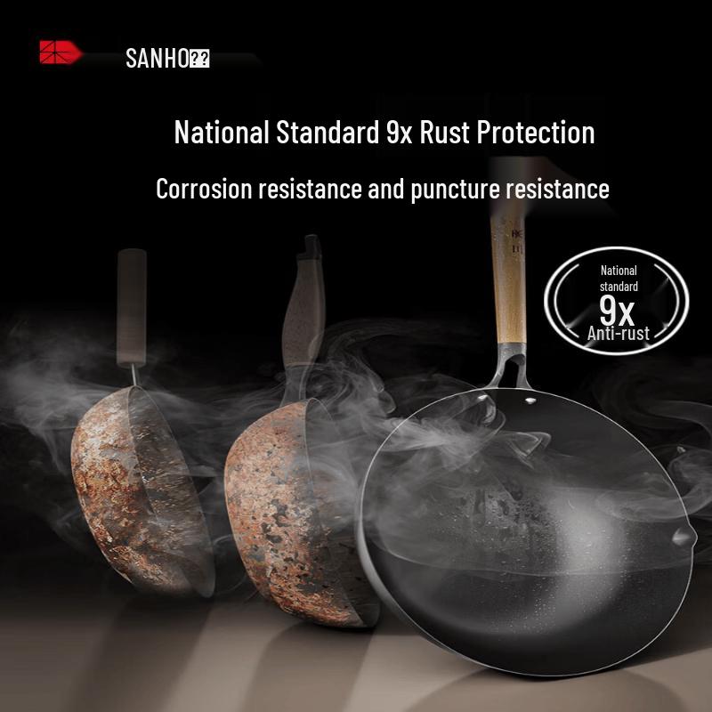 Sanhe Nitride Titanium Iron Flat Bottom Wok