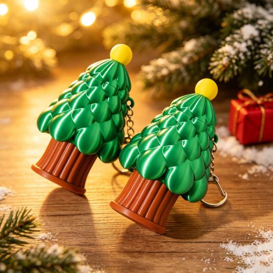 Stress Relief Keychain Retractable Christmas Tree Longsword Toy, 3D Printed Xmas Accessories Keychain, Holiday Mini Fidget Toy for Backpack Charm Bag