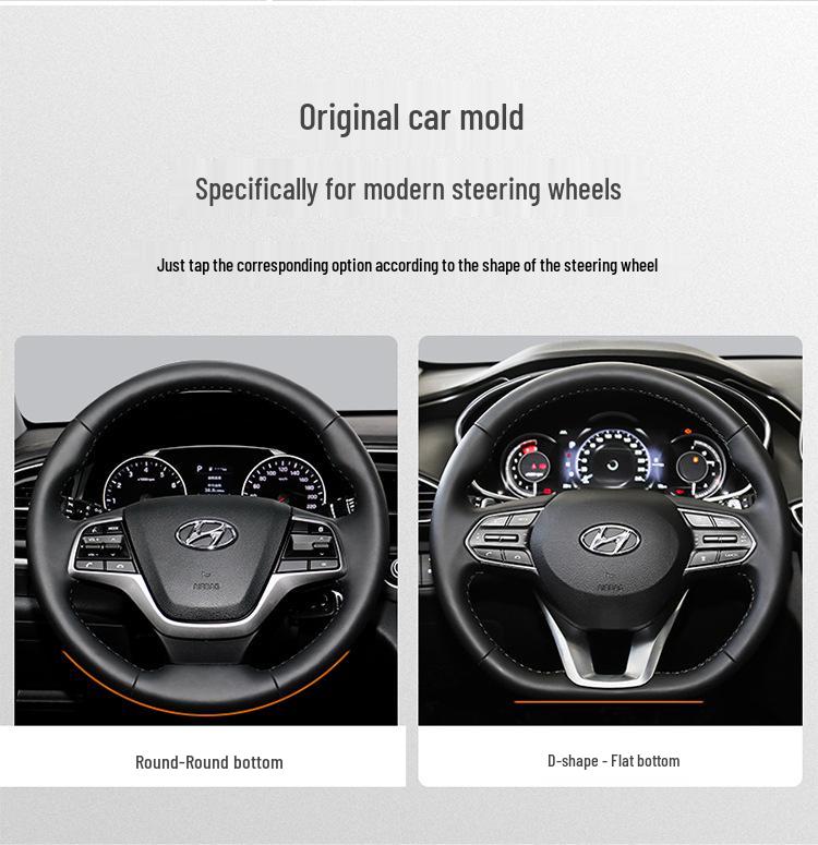 Premium Genuine Leather Steering Wheel Cover for Modern Cars: Mistra, Tucson, Santa Fe, Reina, IX35, IX25, Elantra, Langdong