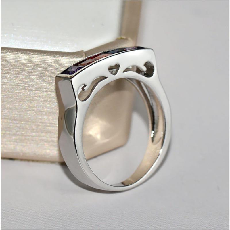 1Pc Fashionable and Fashionable Color Synthetic Zircon Ring, Suitable for Daily Matching