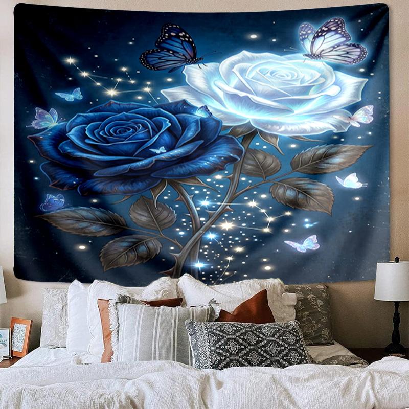 Glowing Butterflies And Roses Tapestry Room Decoration Wall Hanging for Living Room Bedroom, dormitory, Birthday and Christmas gifts