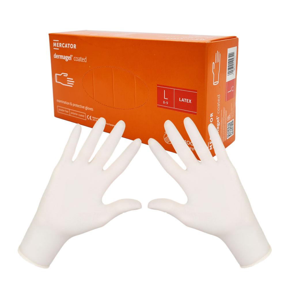 Latex Gloves Mercator Dermagel Coated 100 Pcs