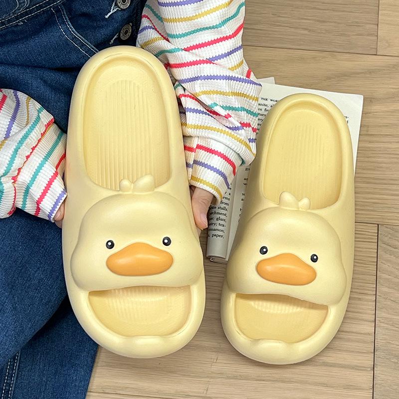 Neue Sommerschuhe für Damen Atmungsaktive Outdoor-Hausschuhe für Frauen Damen Niedliche Cartoon-Ente Flip-Flops Schlichter Slipper