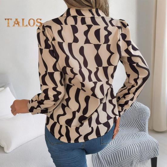 Dámská košile se zapínáním na knoflíky Ležérní Dlouhý rukáv Klopa Top Volný Potištěný streetwear Oblečení na pracovní párty Dovolená Cestování