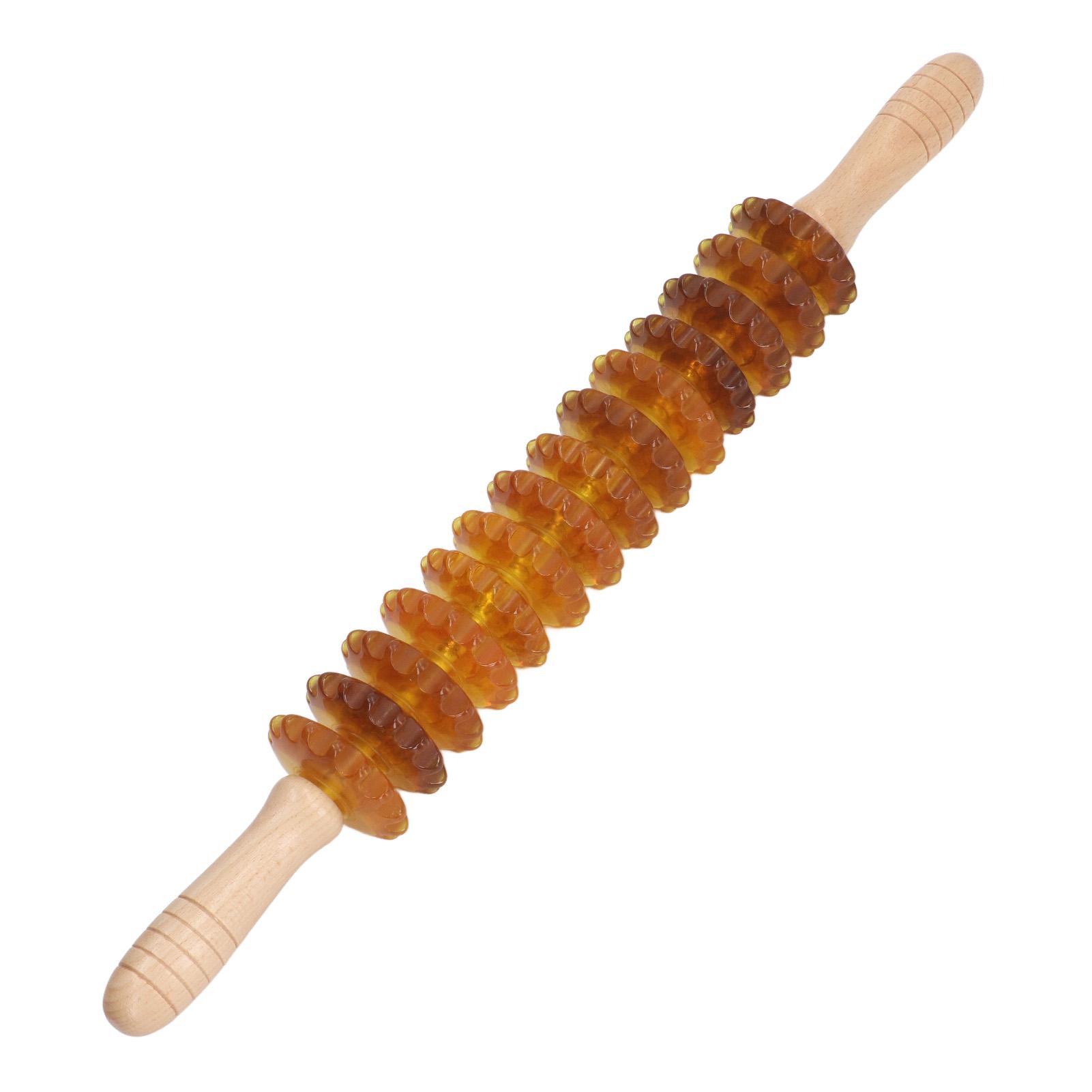 

Деревянный массажный ролик уменьшает скованность, улучшает кровообращение, 14 роликов, ручной ролик для фасции жёлтый