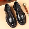 Men's Genuine Leather Brogue Shoes - Formal, Trendy High-end British Style with Thick Soles