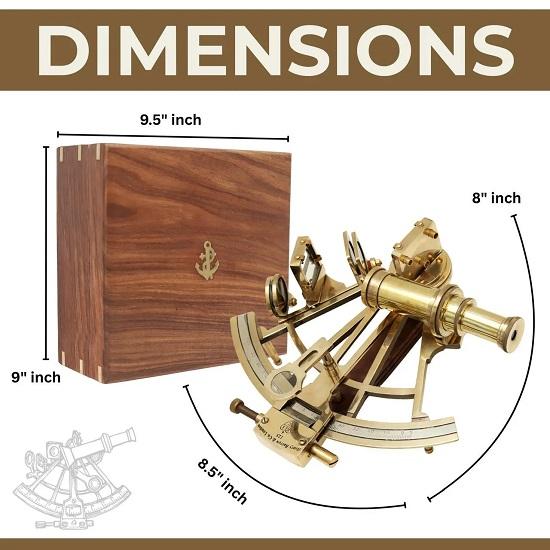 20.32 cm Brass Nautical Gold Sextant Navigation Instrument  Marine Navigation Astrolabe Marine Instrument Gift For Dad