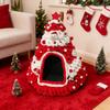 Handmade Christmas Tree House, Winter Warmth Indoor Bed with Random Decorations - No Included -Perfect Gift for S and Small Dogs