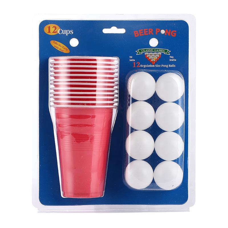 American Two-Color 16oz Party Beer Pong Cups - Disposable Plastic Table Tennis Cups