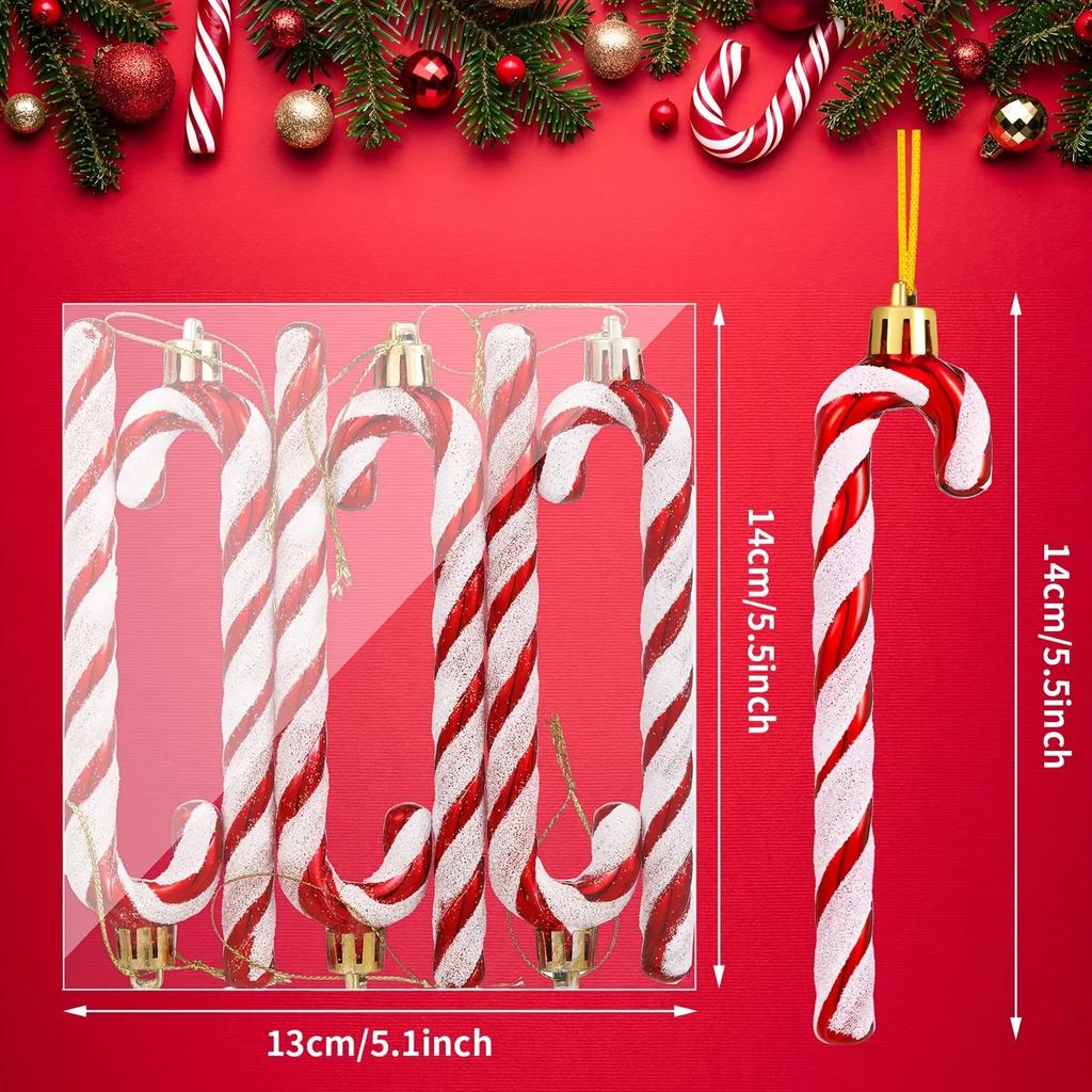 6/12/18 Pcs Candy Cane Christmas Decorations, Holiday Party Supplies for Christmas Tree Decoration