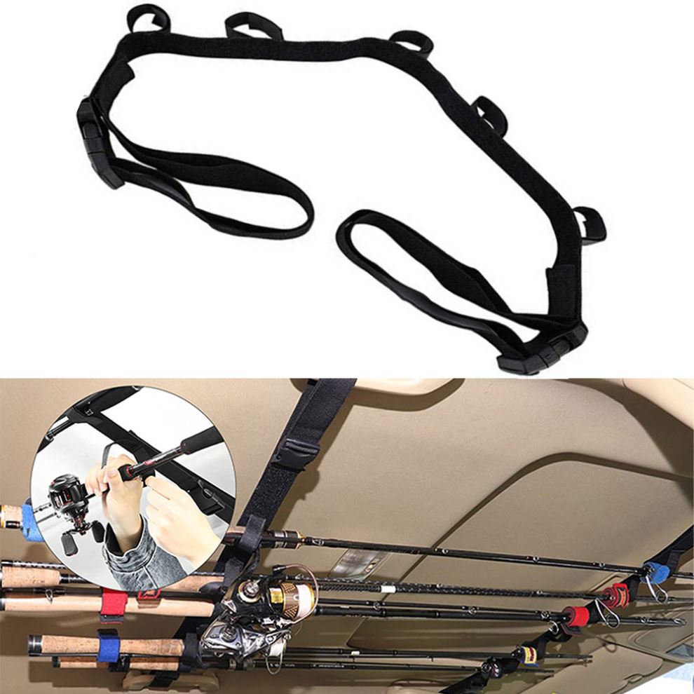 Baiyuheng Convenient Car Fishing Rod Saver Vehicle Rod Carrier Band Rod Holder Belt Strap чёрный
