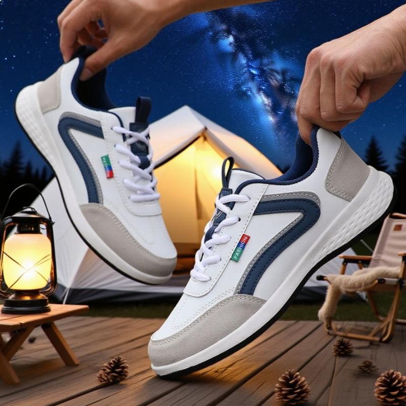 Thin Breathable Men's Sneakers PU Leather Climbing Footwear Male Outdoor Light Soft Rubber Sole Jogging Trekking Walking Sneaker