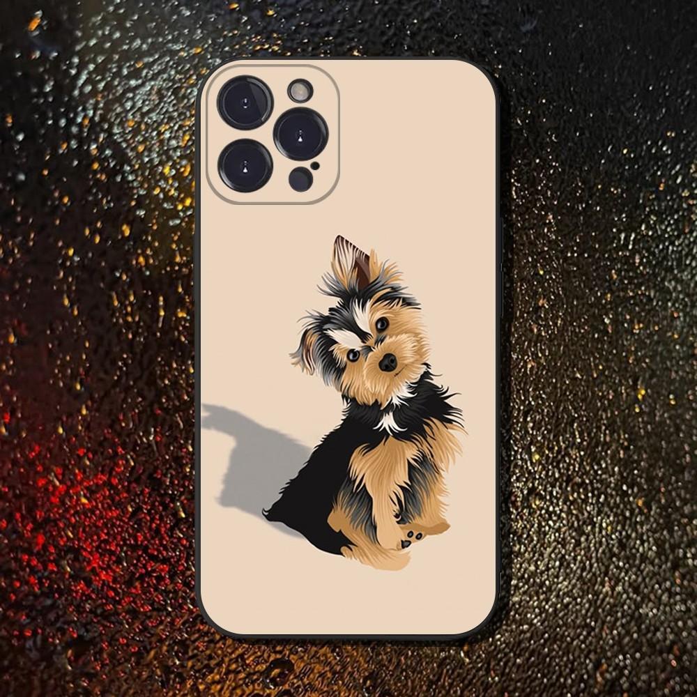 

Cute Dog Yorkshire Terrier Phone Case For iPhone 16,15,14,13,12,11 Plus,Pro Max,XS,X,XR,SE,Mini,8,7,Soft Silicone Black Cover iPhone12mini