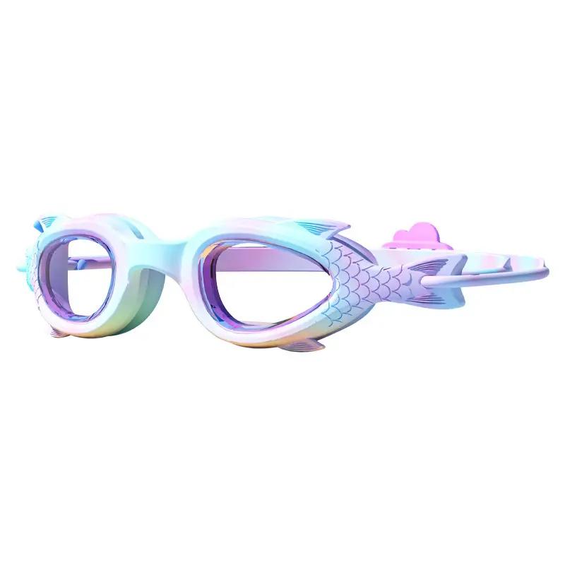 Kids Fish Swimming Goggles with Fish Silicone Cap for Boys and Girls Waterproof and Anti-fog Clear Vision Professional Water
