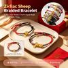 Adjustable Zodiac Goat Braided Bracelet Gold Plated Charm  Braided Rope Bracelet  Chinese Style Beads Womens