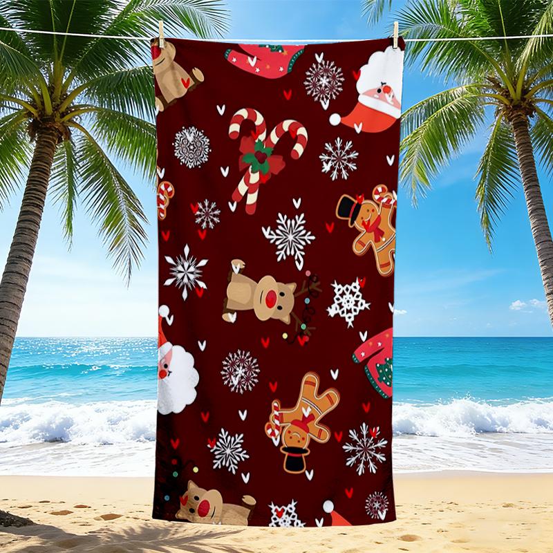1Pc Christmas Holiday Beach Towel Quick Dry Multiuse For Beach Pool Gym Yoga Home Travel Christmas Halloween Xmas Gift S178