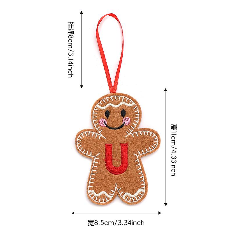 Gingerbread Man Ornaments for Christmas Tree Hanging Decor with Alphabet Letters Festive Holiday Home Decorations Gift