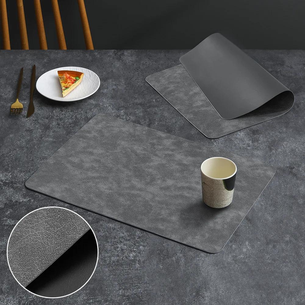 Luxury Placemat Leather Waterproof Double Layer Cowhide Western Food Mat Hotel Insulation Mat Placemats for Dinning Table