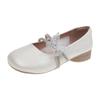 French shallow mouth Mary Jane single shoes women's 2025 summer and autumn new versatile bow with skirt thick heel small leather shoes