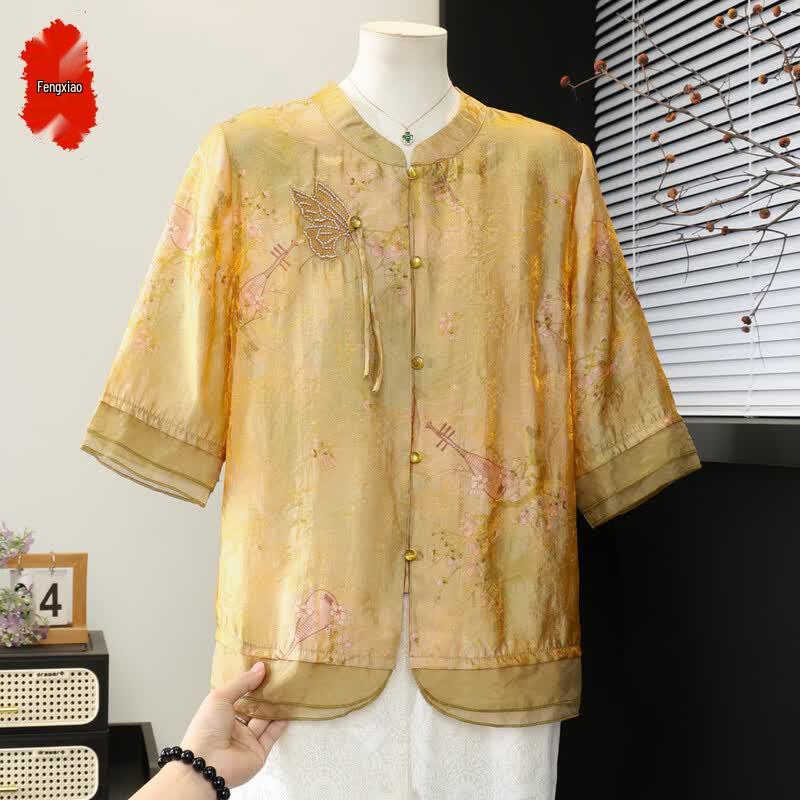 Women s Chiffon Floral Print Summer Cardigan 2XL