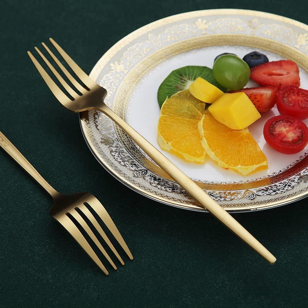Silvere/Guldfläck Bestick Modern 6 st Rostfritt Stål Middagsgaffel 8,2 Tum Camping Middagsservis Set Bordsartiklar Ätredskap