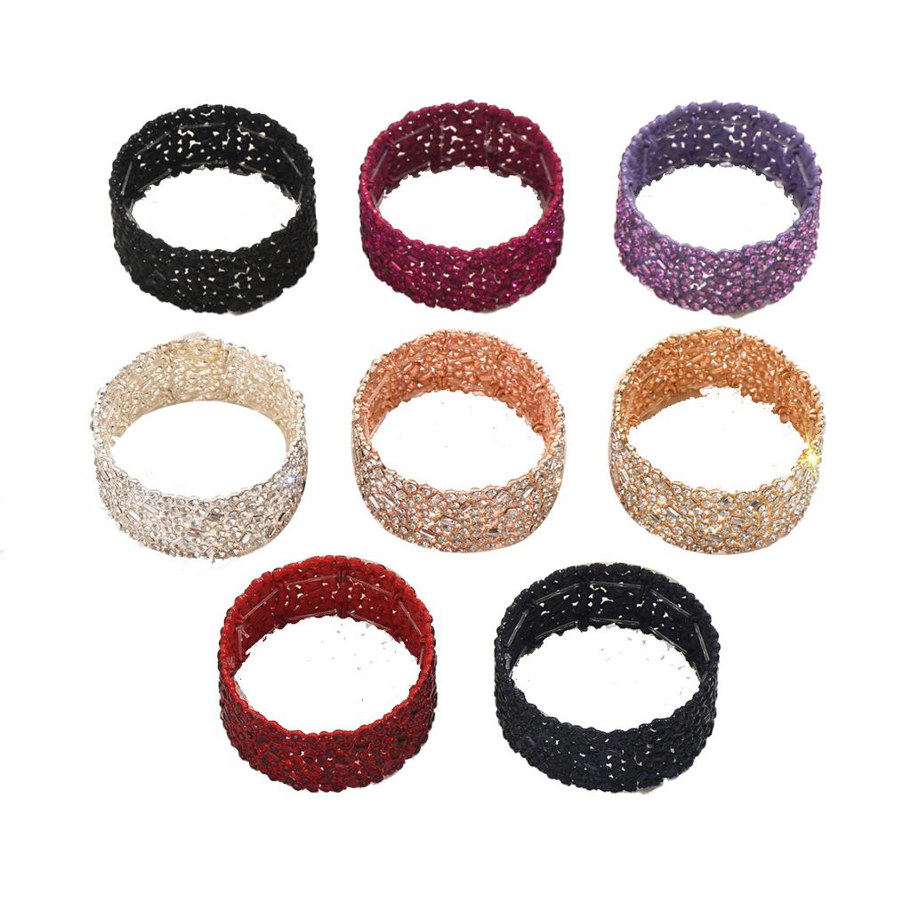 Moda Estilo Europeu e Americano Conjunto de Pulseiras Femininas Personalidade Super Brilhante Design Cravejado de Strass Pulseira de Aba Larga