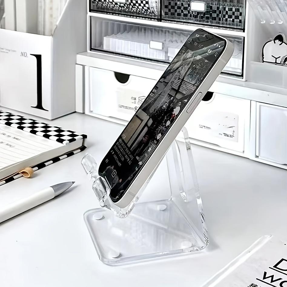 Acrylic Transparent Phone Stand, Thickened Desktop Holder for Home and Office Use, Creative Dormitory Accessory, Durable Plastic Construction