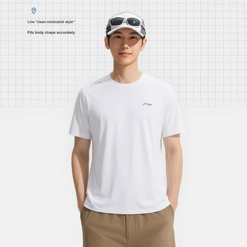 Li-Ning Fashionable Breathable Comfortable Short Sleeve T-Shirt Men tops White ATSW831-2