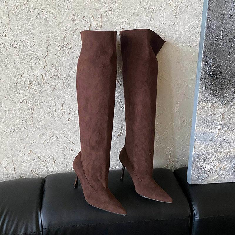 Mode Winter Herbst Mode Slipper Damen Kniehohe Stiefel mit dünnen Absätzen Schuhe Damen Moderne lange Stiefel Weibliche Pumps Schuhe