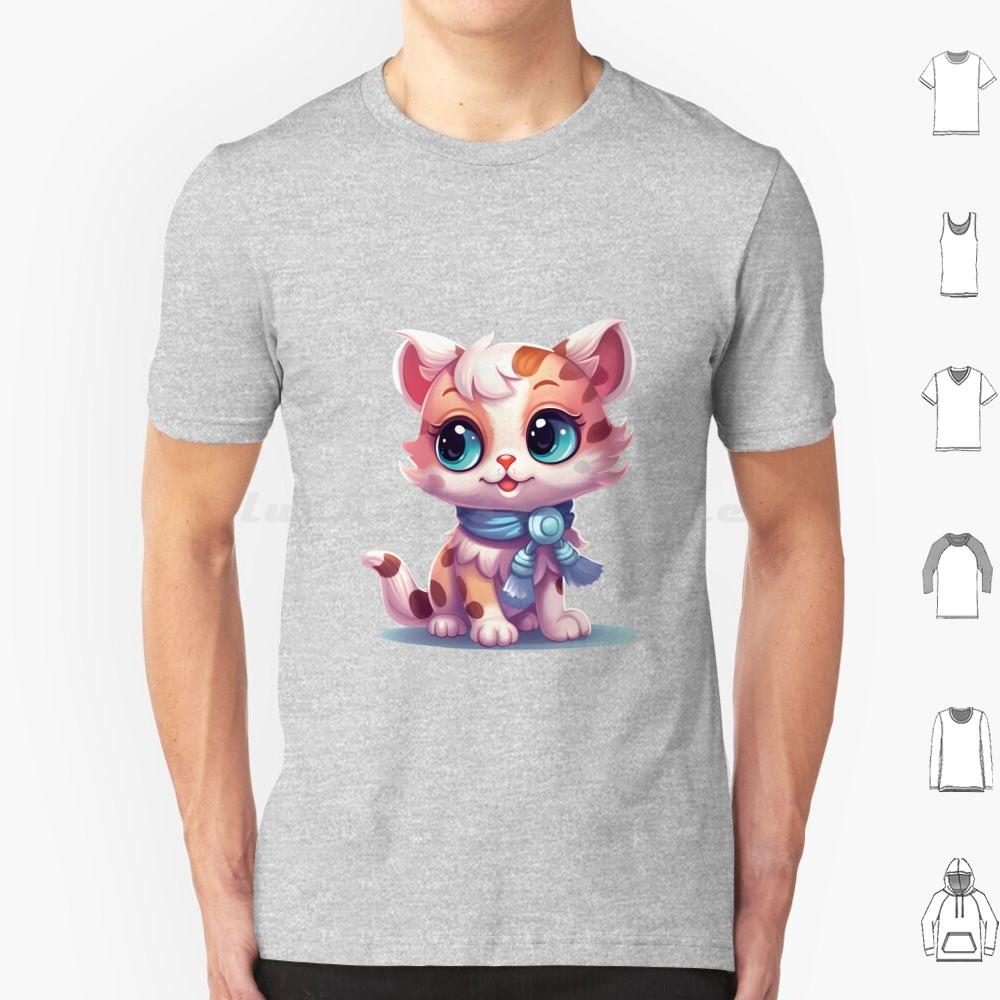 Kawaii Lovely Cat T Shirt Big Size 100 Cotton Cute Cat Illustration Cartoony Cat Design Meowing Cat Art Playful Cat Drawing