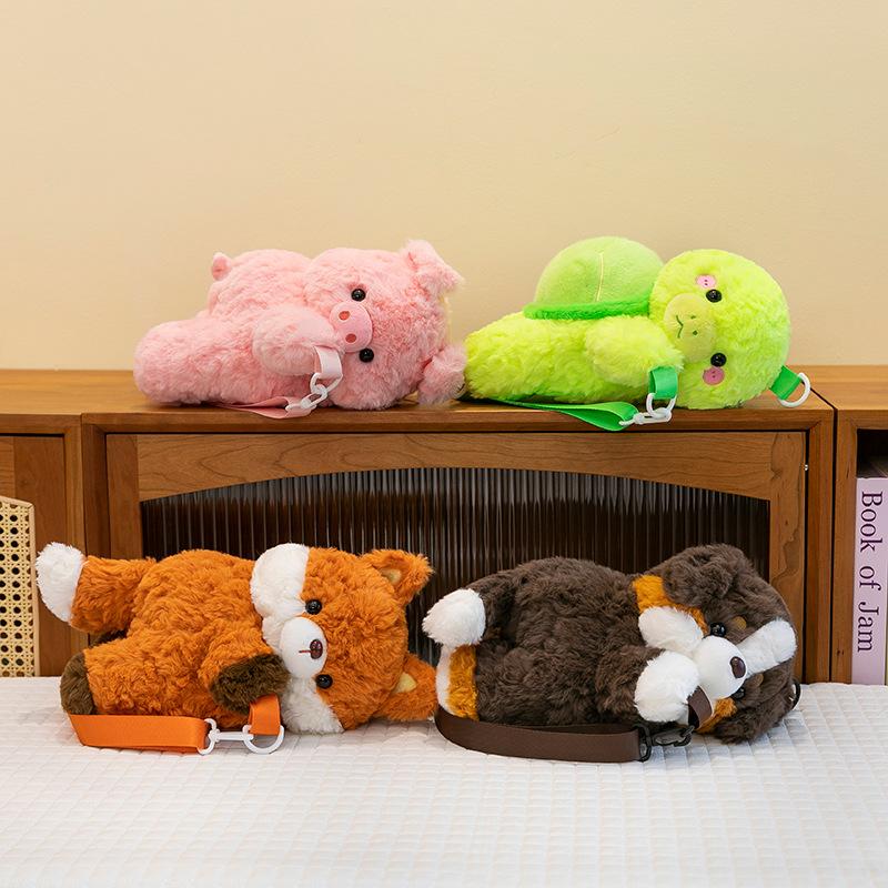 Cute Turtle Plush Shoulder Bag Children Puppy Doll Girl Fox Backpack Pink Pig Birthday Gift