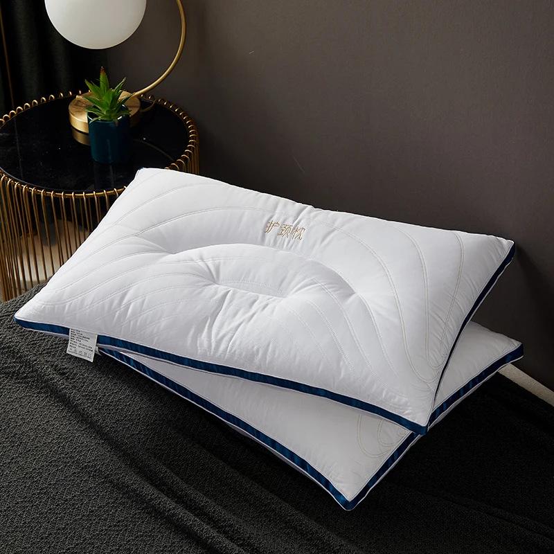 New All-Cotton Embroidery Neck Support Pillow - Five-Star Hotel Quality, Cervical Spine Sleep Aid