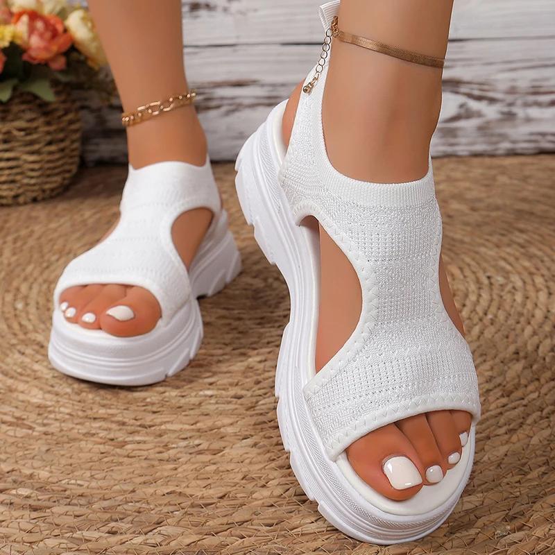 Fashion Summer Women's Sandals Hollow Out Platform Women Shoes Fashion Open Toe Arch Support Sandal Woman New Thick Bottom Sports Sandal