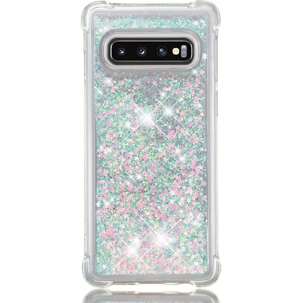 Compatible with Galaxy S10 Case, Bling Glitter Clear Case Floating Quicksand Shockproof Protective Sparkle Silicone Soft TPU Case for Samsung Galaxy