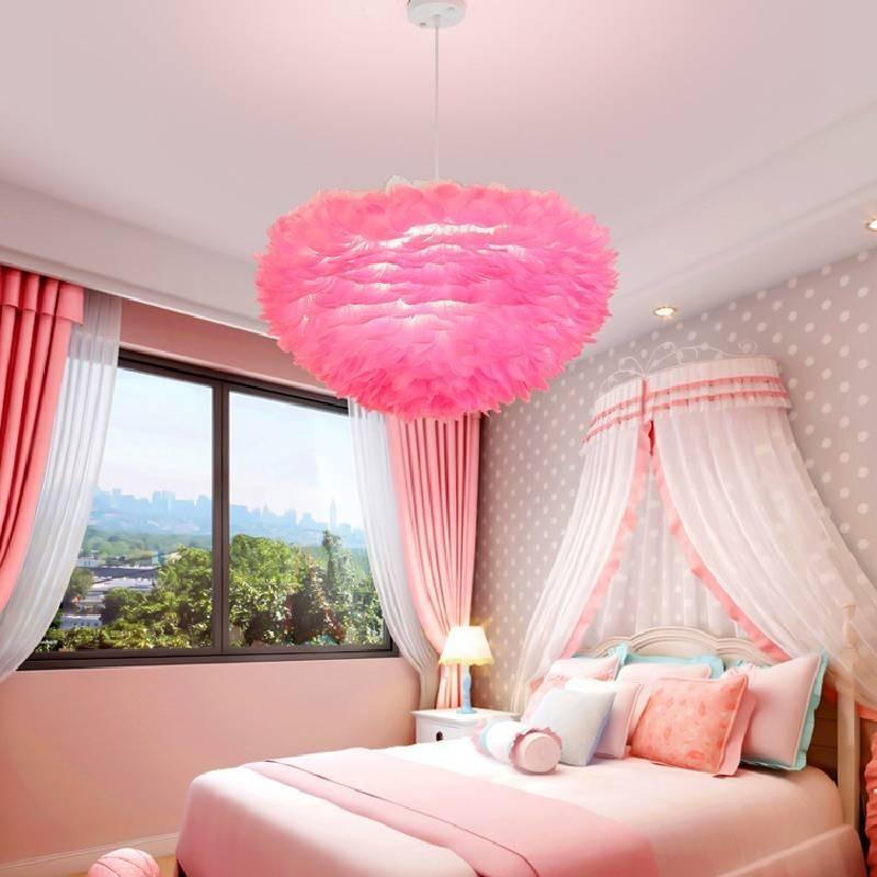 Ceiling Feather White Pendant Light Shade Modern Chandelier Lampshade Lamp Floor
