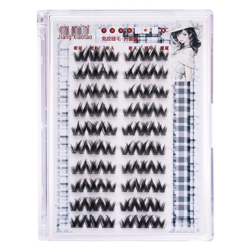 ACE Klebefreie Selbstklebende Cartoon-Büschelfalsche Wimpern - Natürlich, Faules Tragen