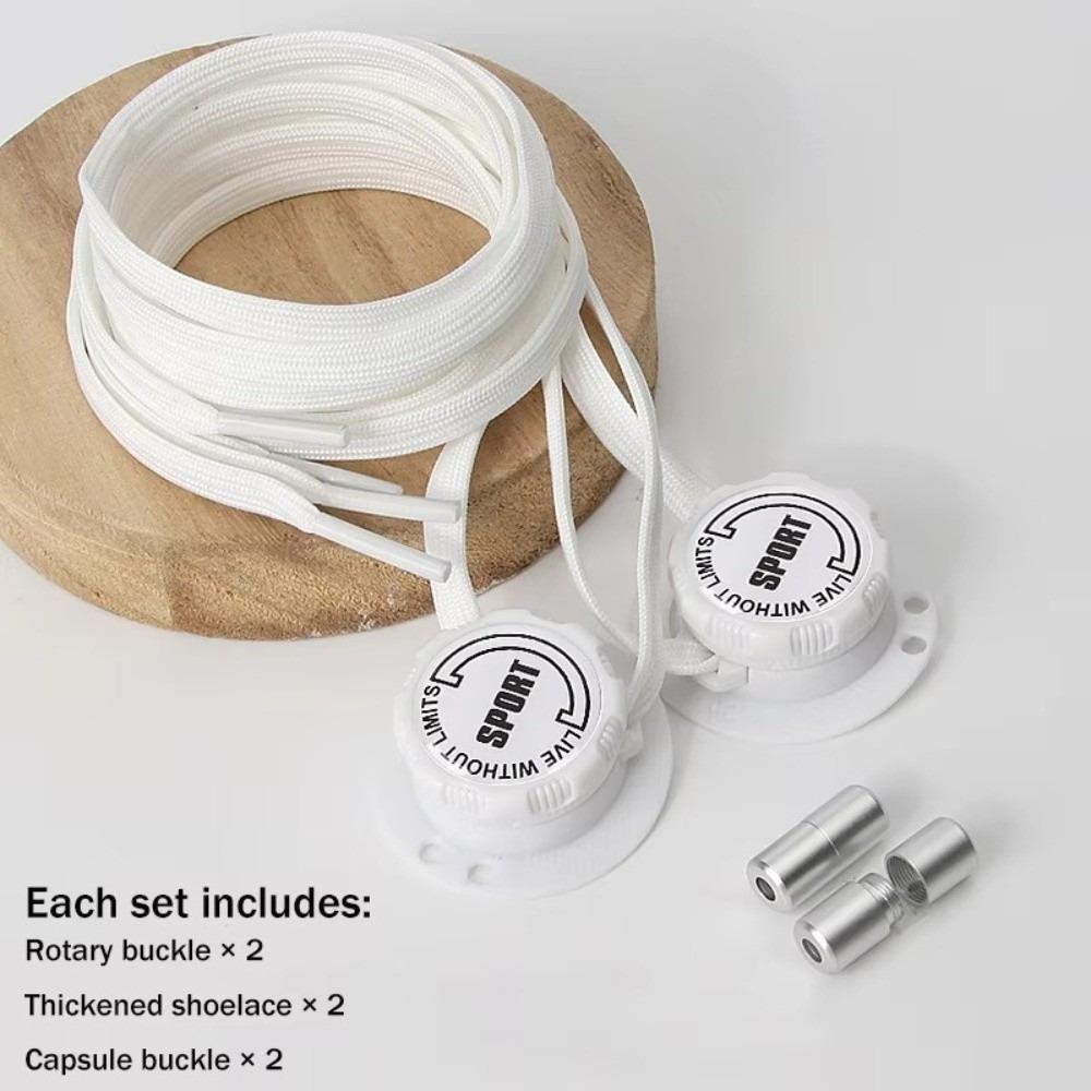 1pair Quick-Adjust No-Tie Laces Hands-Free Lazy Shoelace Fashion Rotating Buttons Laces  Women