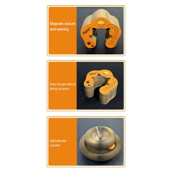 Yousheng Cats Accordion Scratcher Magnetic Accordion Cat Scratching Board with Bell Ball Interactive Foldable Funny Scratcher for Indoor Cats Mental