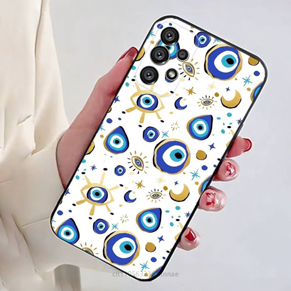 Lucky Eye Blue Evil Eye Print Phone Case for Samsung Galaxy A73,23,53,33,14,24,13,72,22,52,32,54,A34 Soft Cover